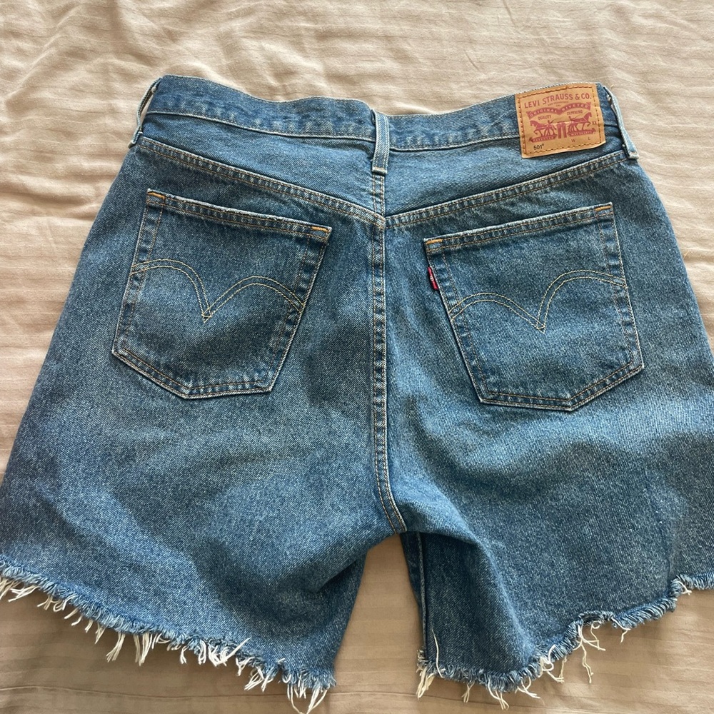 Levi's Blue Jean Shorts with Frayed Hem